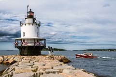 Fishing Boat Approaches Spring Point Ledge Lighthouse in July